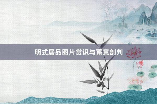 明式居品图片赏识与蓄意剖判